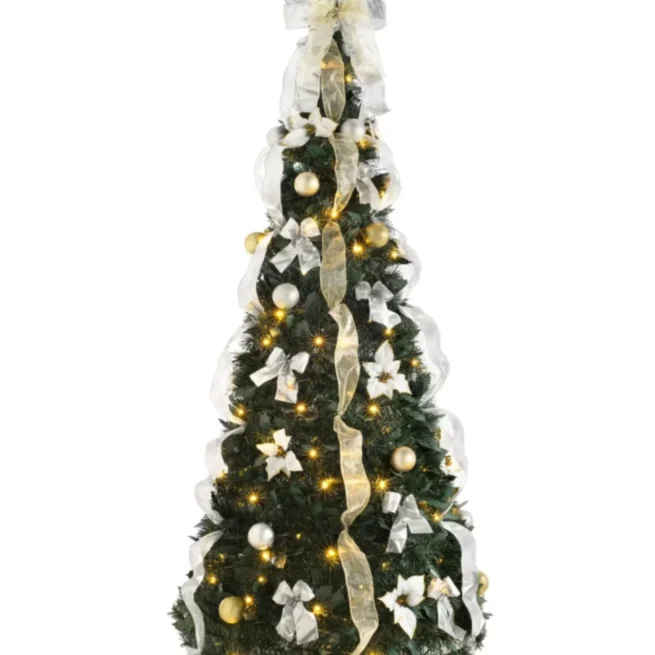 Árvore de Natal Retrátil + 132 Enfeites de Brinde