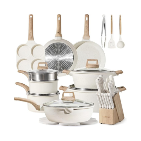 Carote ® | Conjunto Antiaderente de 10 a 35 Peças – Granito Branco ou Preto Clássico