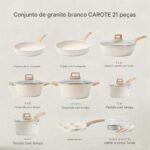CAROTE Conjunto de 21 panelas e frigideira antiaderente