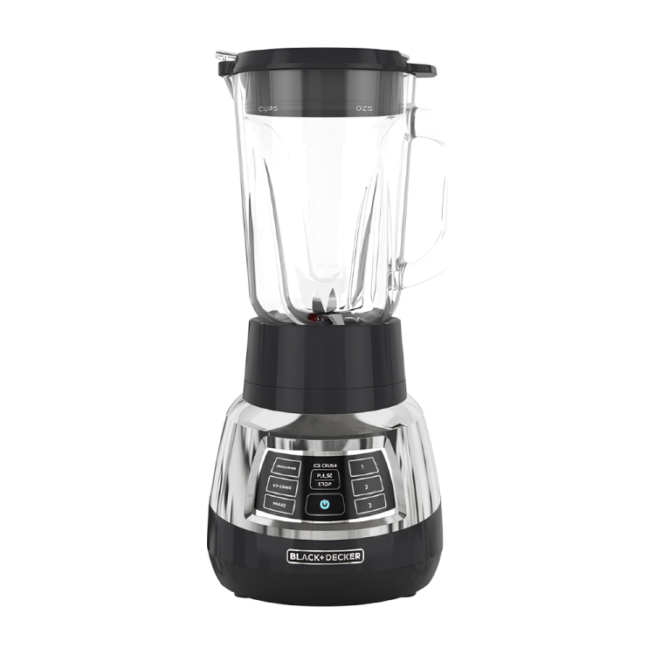 Liquidificador digital BLACK + DECKER PowerCrush com tecnologia silenciosa, aço inoxidável