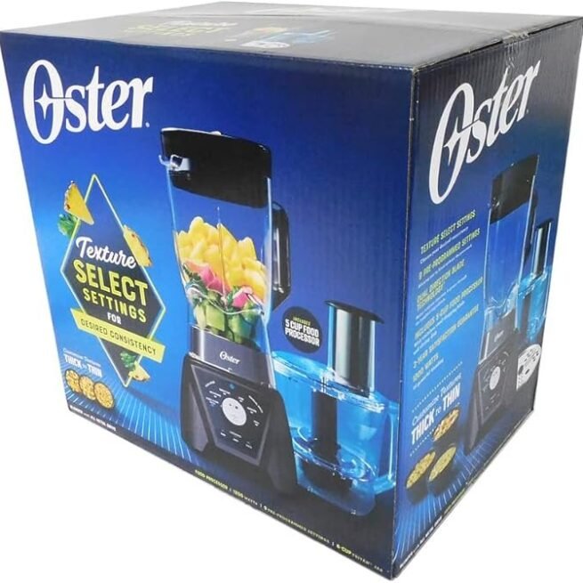 Oster Combo de liquidificador e processador de alimentos com 3 configurações para smoothies, shakes e picar alimentos