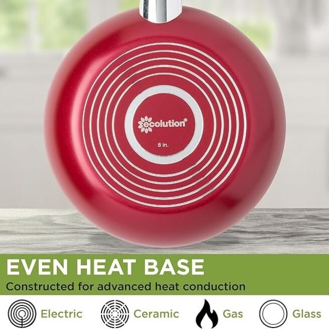 Ecolution Conjunto de panelas antiaderentes de cerâmica fácil de limpar