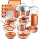 Gotham Steel Coleção Hammered Copper – Conjunto de panelas e frigideiras premium de 20 peças de cerâmica antiaderente
