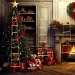 Luzes de Natal LED Papai Noel Escada De Escalada Luz Decorativa