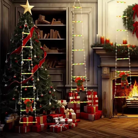 Luzes de Natal LED Papai Noel Escada De Escalada Luz Decorativa