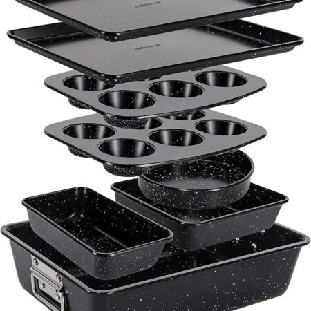 NutriChef Conjunto de assadeiras empilháveis de 8 peças