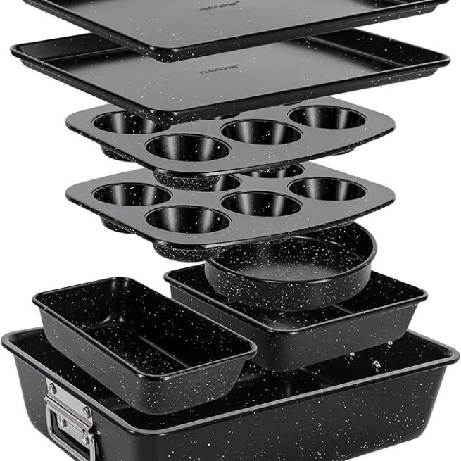 NutriChef Conjunto de assadeiras empilháveis de 8 peças